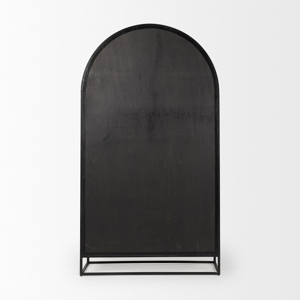 Garrick Black & Brown Wood | Black Metal Display Cabinet