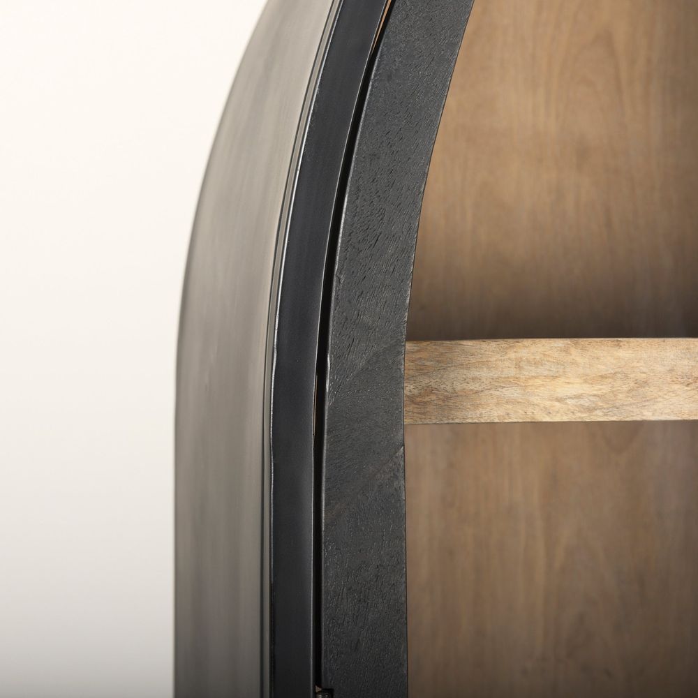 Garrick Black & Brown Wood | Black Metal Display Cabinet