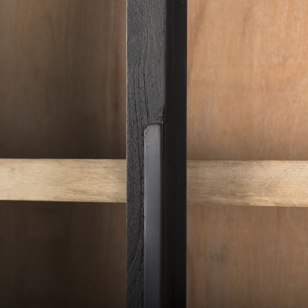 Garrick Black & Brown Wood | Black Metal Display Cabinet