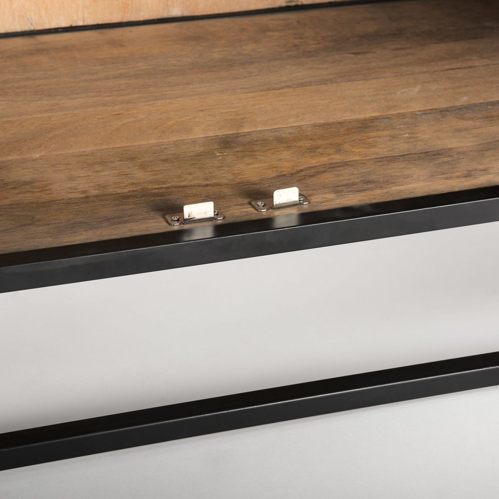 Garrick Black & Brown Wood | Black Metal Display Cabinet