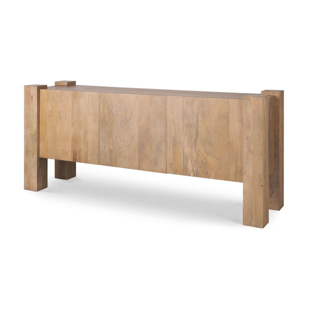 Madison Light Brown Sideboard, shown in light brown and natural tan with solid wood and wood veneer panels.