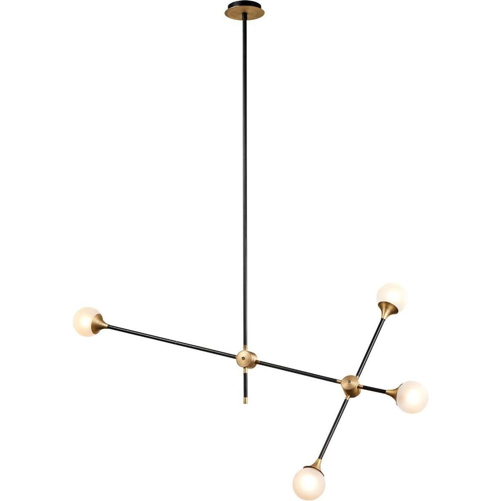 Modern Baton Chandelier-France & Son-LM3644PBLKBRS-Chandeliers-1-France and Son