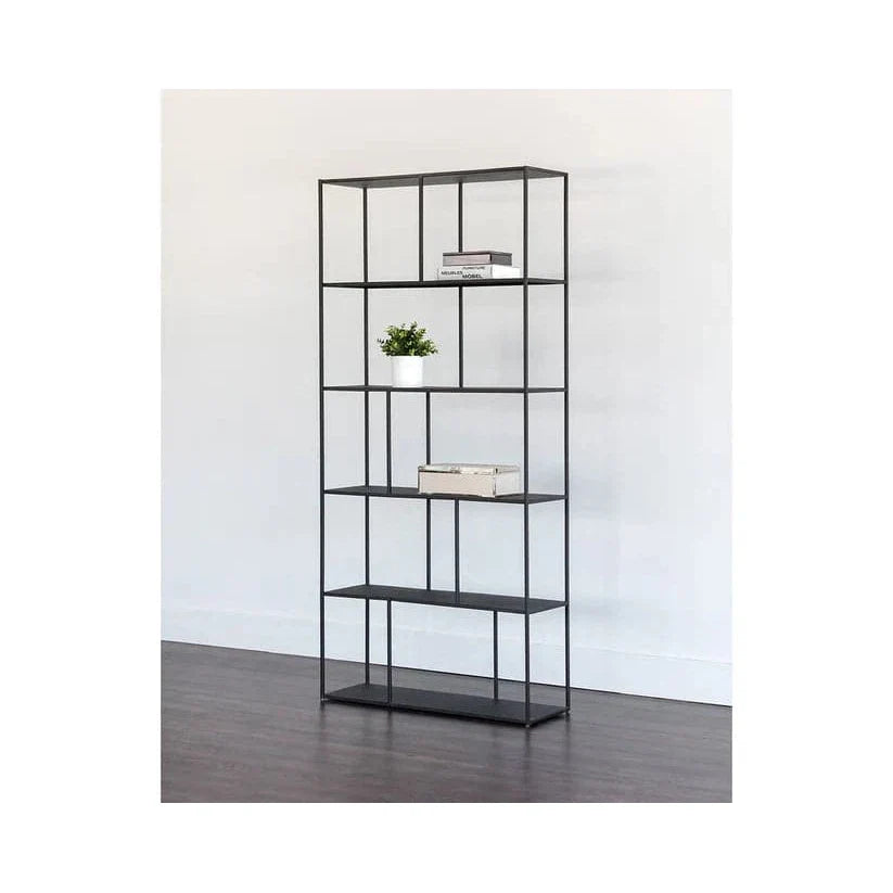 Additional view of Eiffel Bookcase Tall-Large in black, featuring matte finish and open multi-tier shelving.