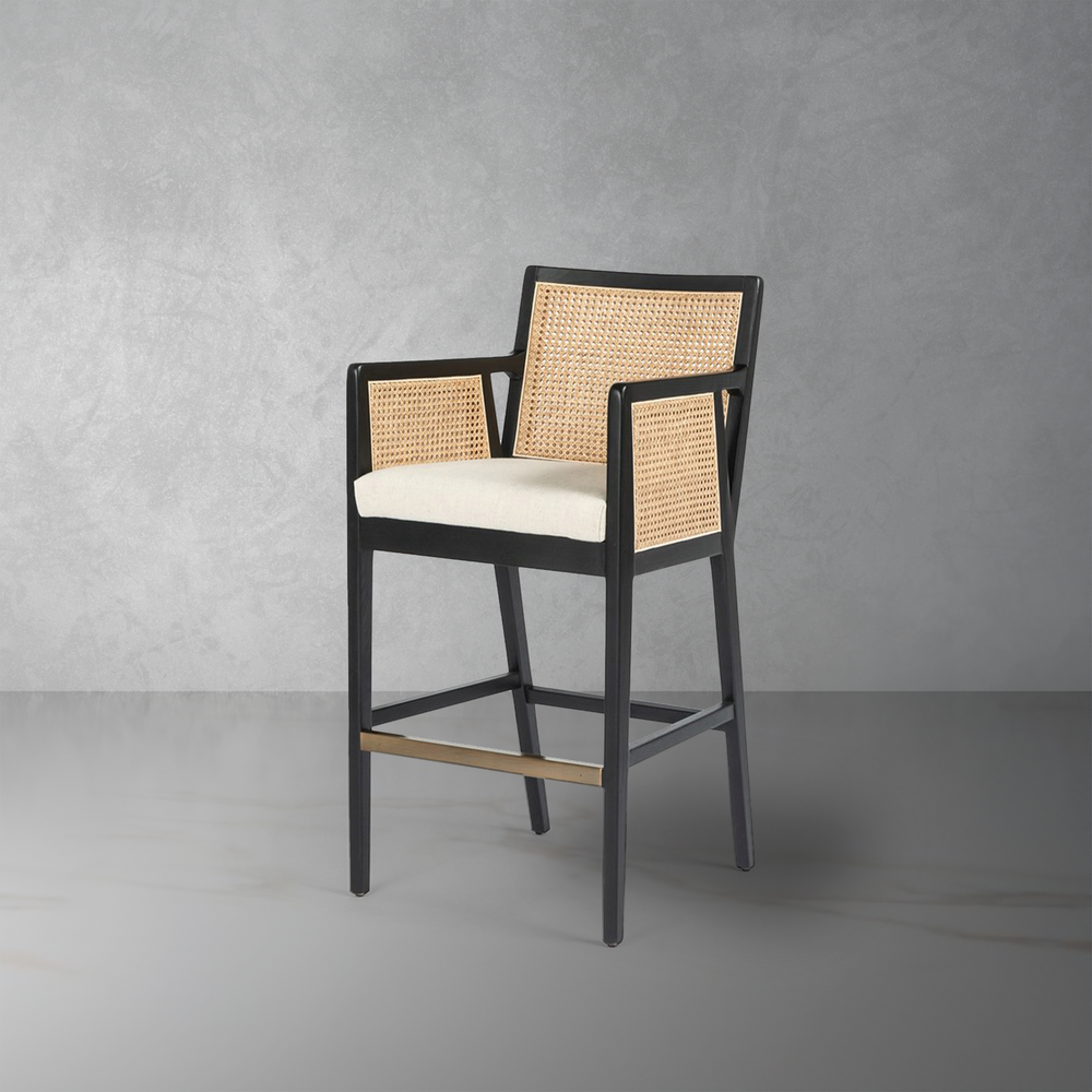 Antonia Bar Stool - Ebony with Savile Flax - Open Box