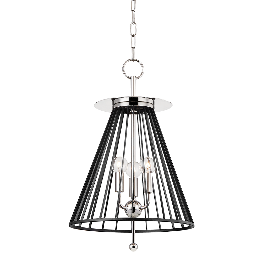 Cagney 3 Light Pendant-Hudson Valley-HVL-1014-PN/BK-PendantsPolished Nickel/Black-2-France and Son