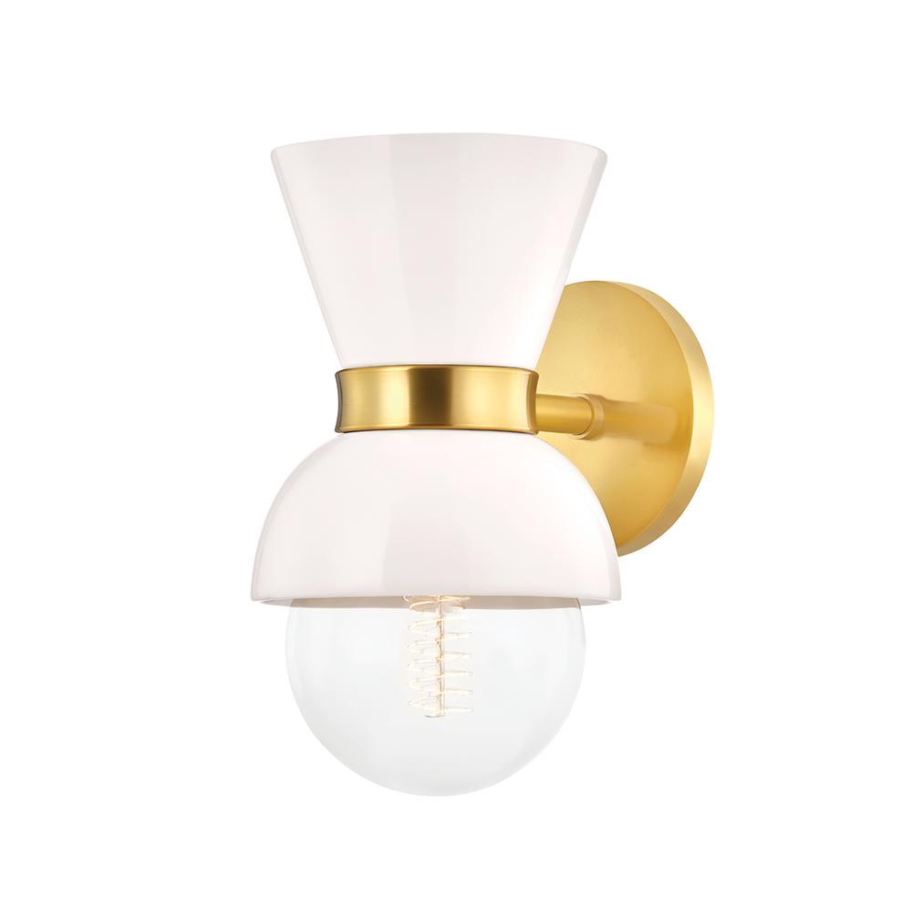 Gillian 1 Light Wall Sconce-Mitzi-HVL-H469101-AGB/CCR-Outdoor Wall SconcesAged Brass / Ceramic Gloss Cream-1-France and Son