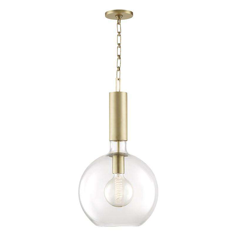 Raleigh 1 Light Large Pendant-Hudson Valley-HVL-1413-AGB-PendantsAged Brass-1-France and Son