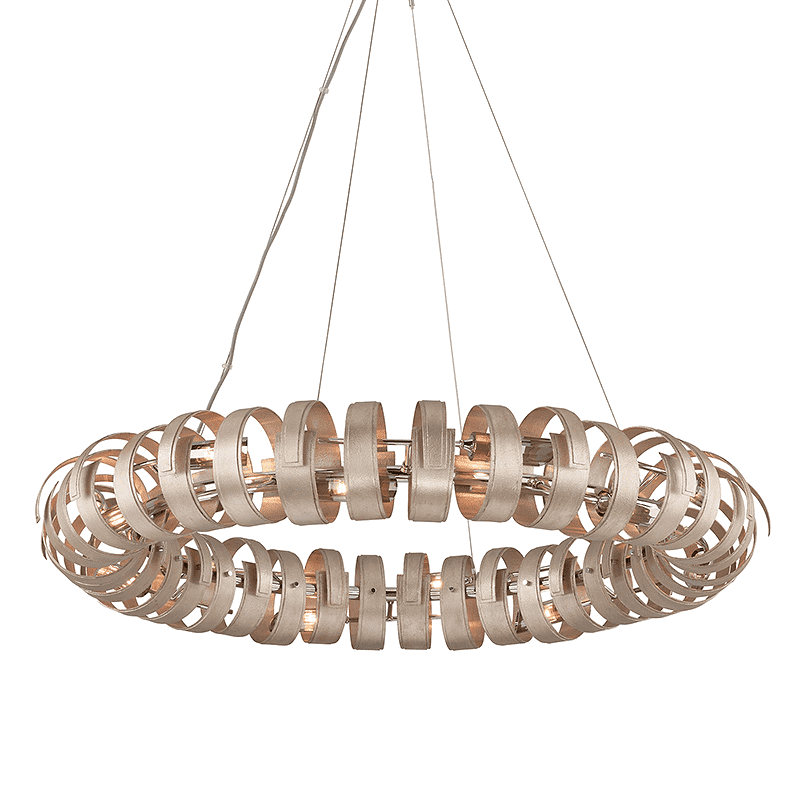 Recoil 14Lt Pendant Large Textured Antique Silver Leaf-Corbett Lighting-CORBETT-191-415-Pendants-1-France and Son
