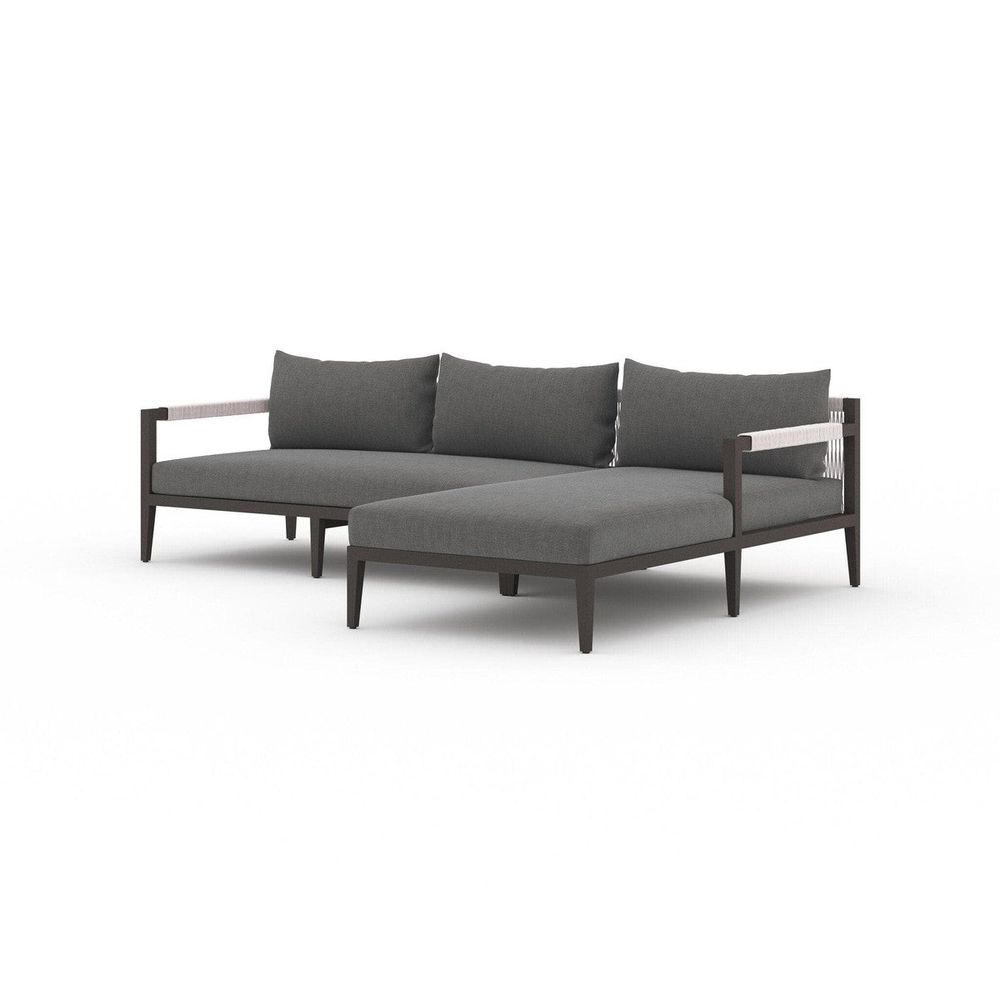 Sheffield Outdoor 2-Piece Sectional, Bronze - Right Chaise - Venao Charcoal
