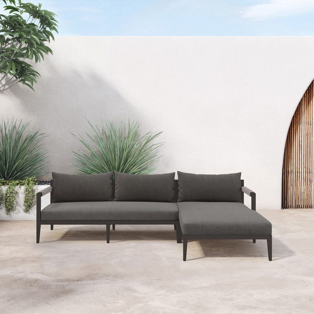 Additional view of Sheffield Outdoor 2-Piece Sectional, Bronze in charcoal gray and bronze/dark brown.