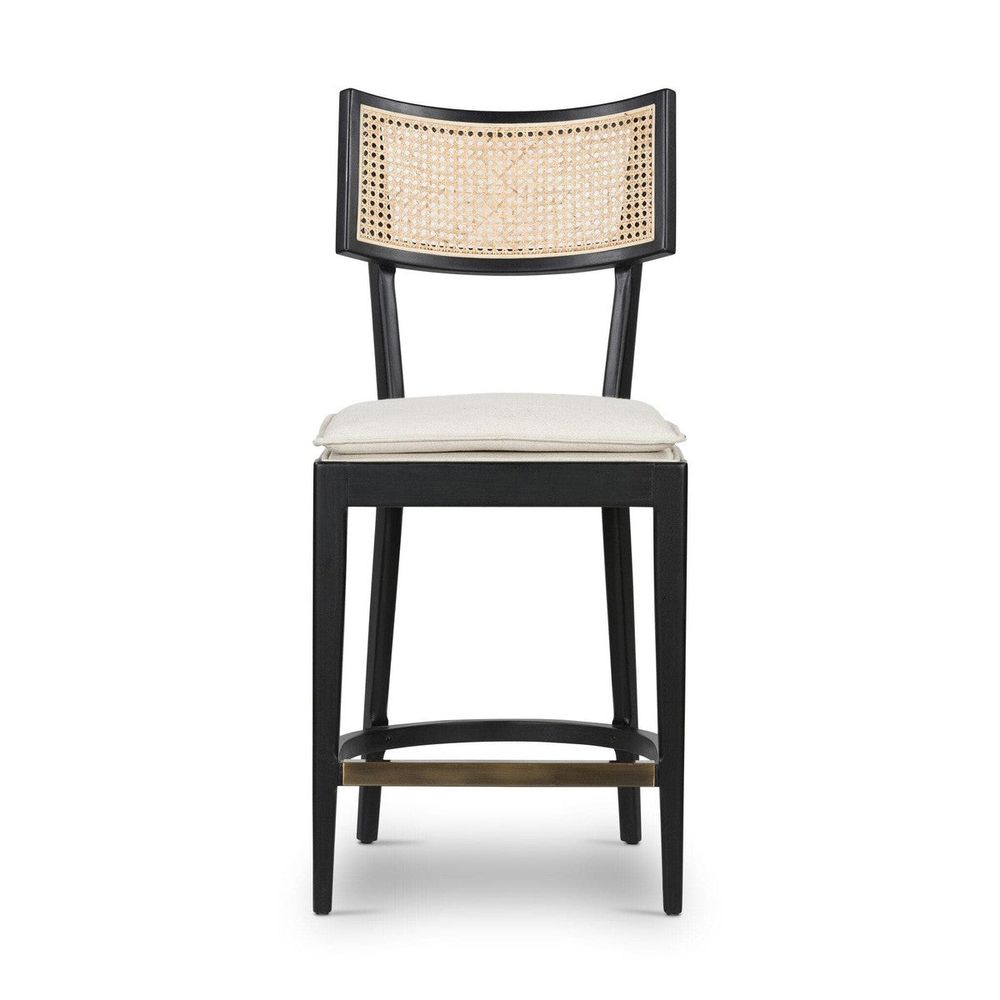 Talitha Counter Stool, shown in black and natural cane with wood, cane rattan, and a counter-height seat.