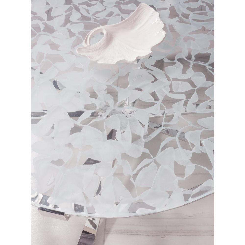 Snowscape Round Cocktail Table - Stainless Steel