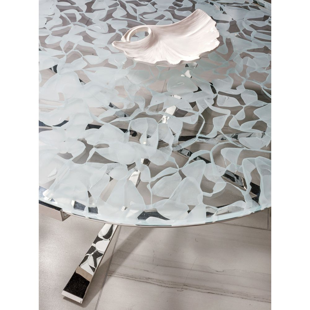 Snowscape Round Cocktail Table - Stainless Steel