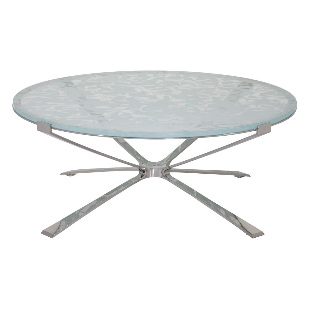 Snowscape Round Cocktail Table - Stainless Steel