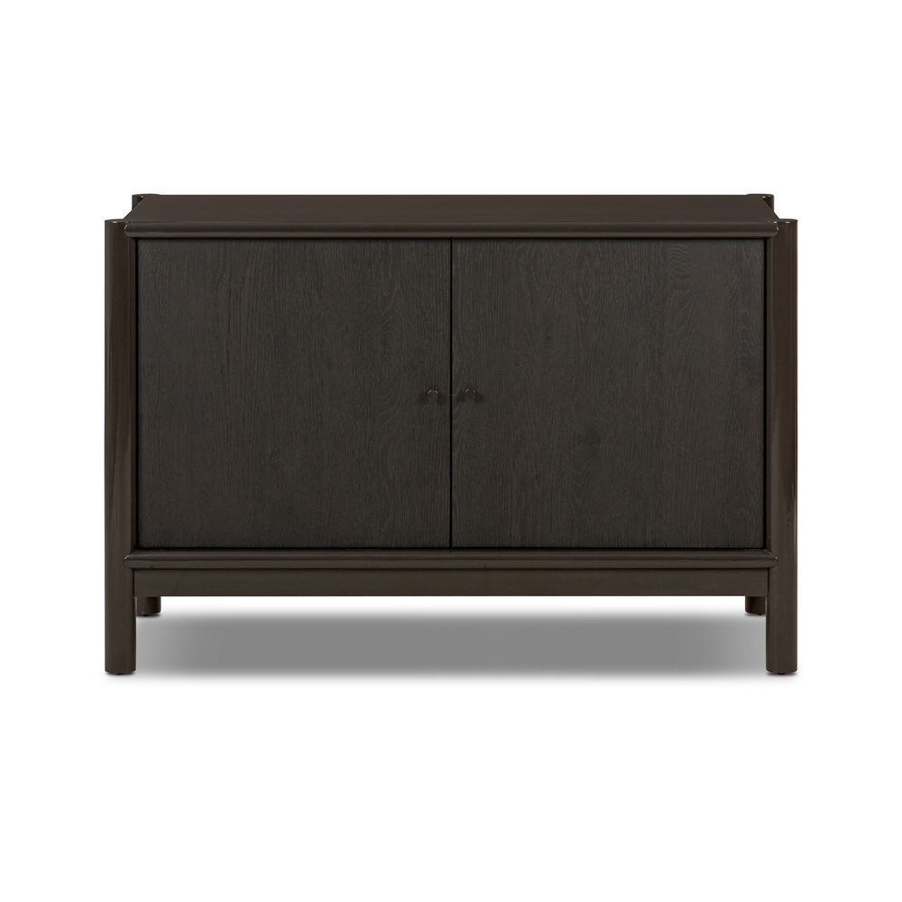 Vinco Sideboard, shown in black and dark brown with wood, metal, and dual-door enclosed storage cabinet.