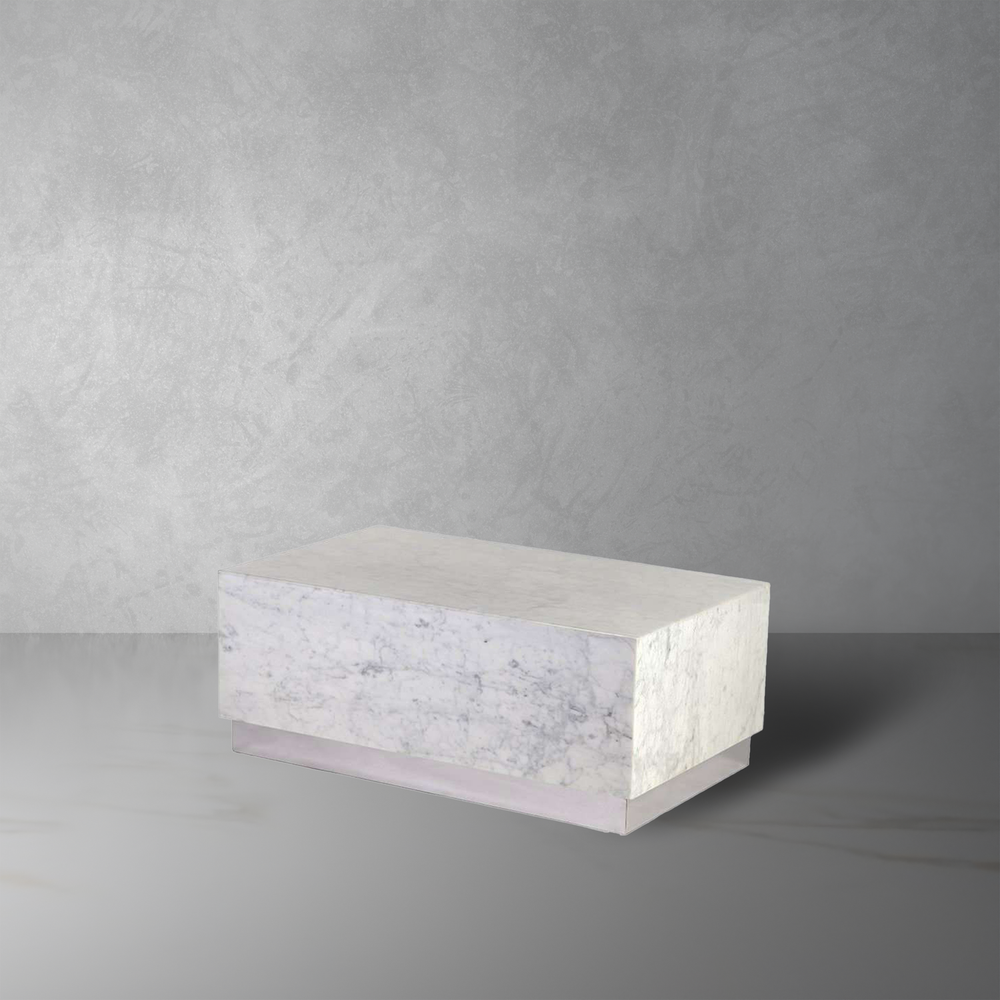 Carrera Marble Kubik Coffee Table - Large-France & Son-FV110WHT-Coffee Tables-1-France and Son