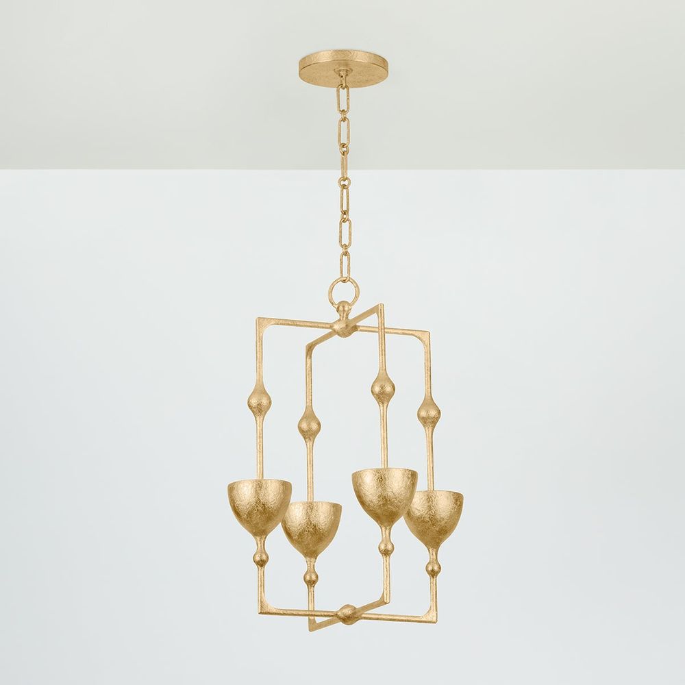 Chandeliers Antalya Lantern - Vintage Gold Leaf 4 Lights 15.75in