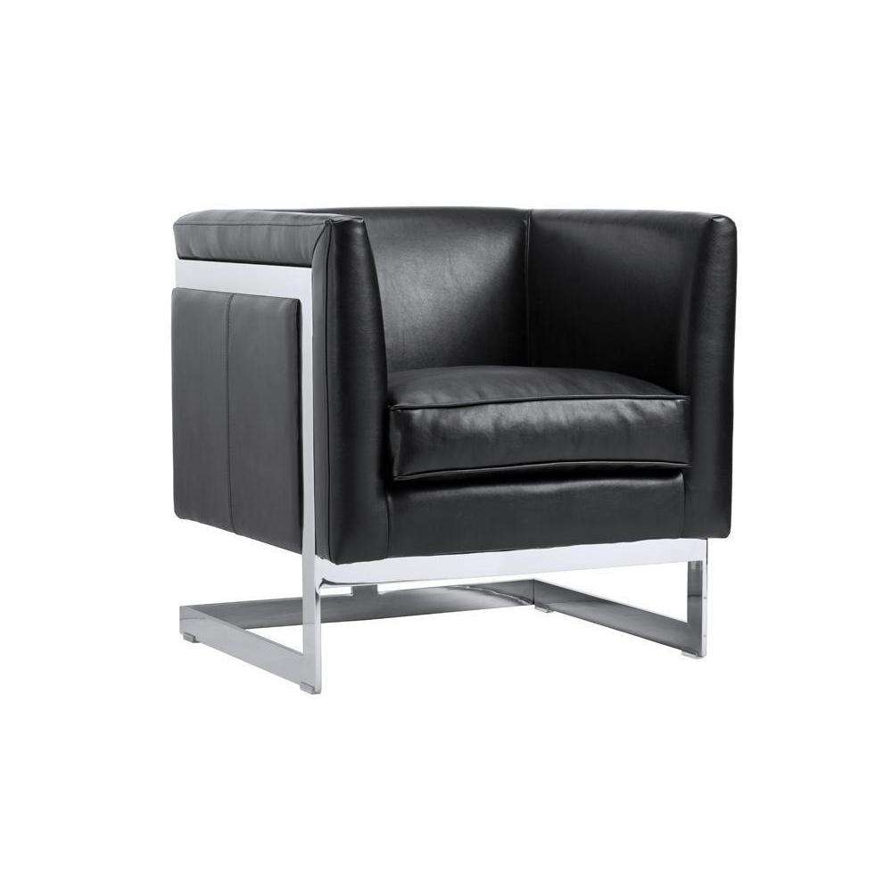 Soho Armchair - Black Leather-Sunpan-FAC1430BLK-Lounge Chairs-4-France and Son