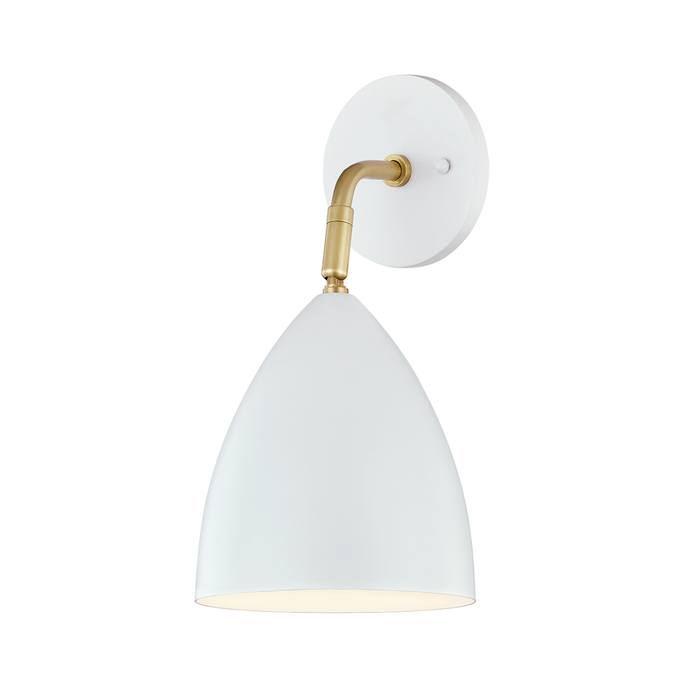 Gia 1 Light Wall Sconce-Mitzi-HVL-H308101-AGB/WH-Outdoor Wall SconcesAged Brass / Soft Off White-1-France and Son