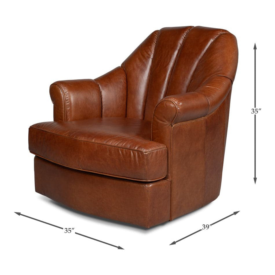 Scoth Swivel Chair In Distilled Leather