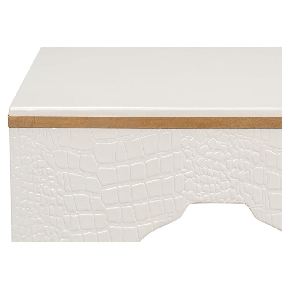Croco Embossed Leather Stool