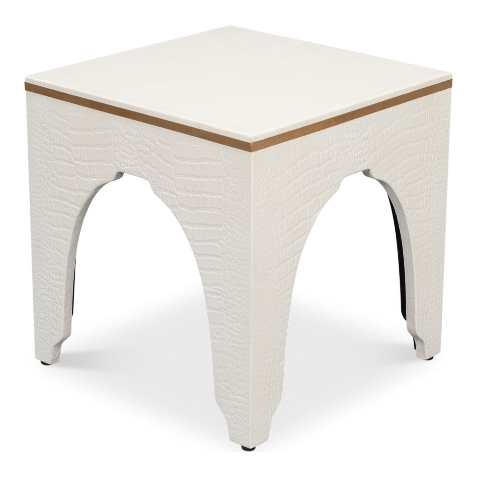 Croco Embossed Leather Stool