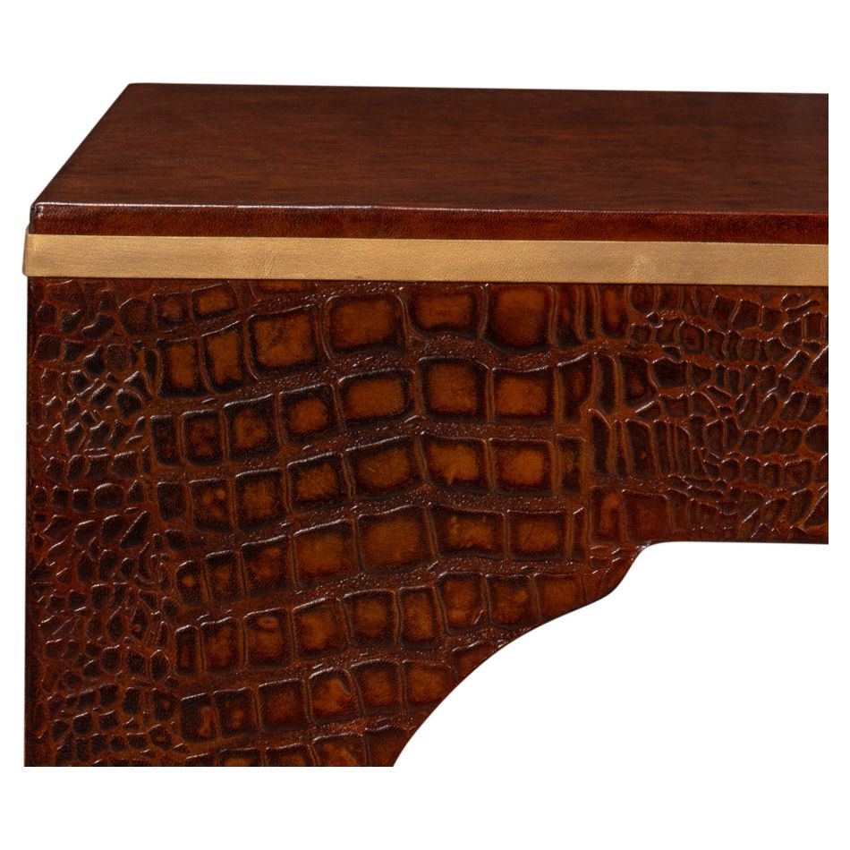 Croco Embossed Leather Stool