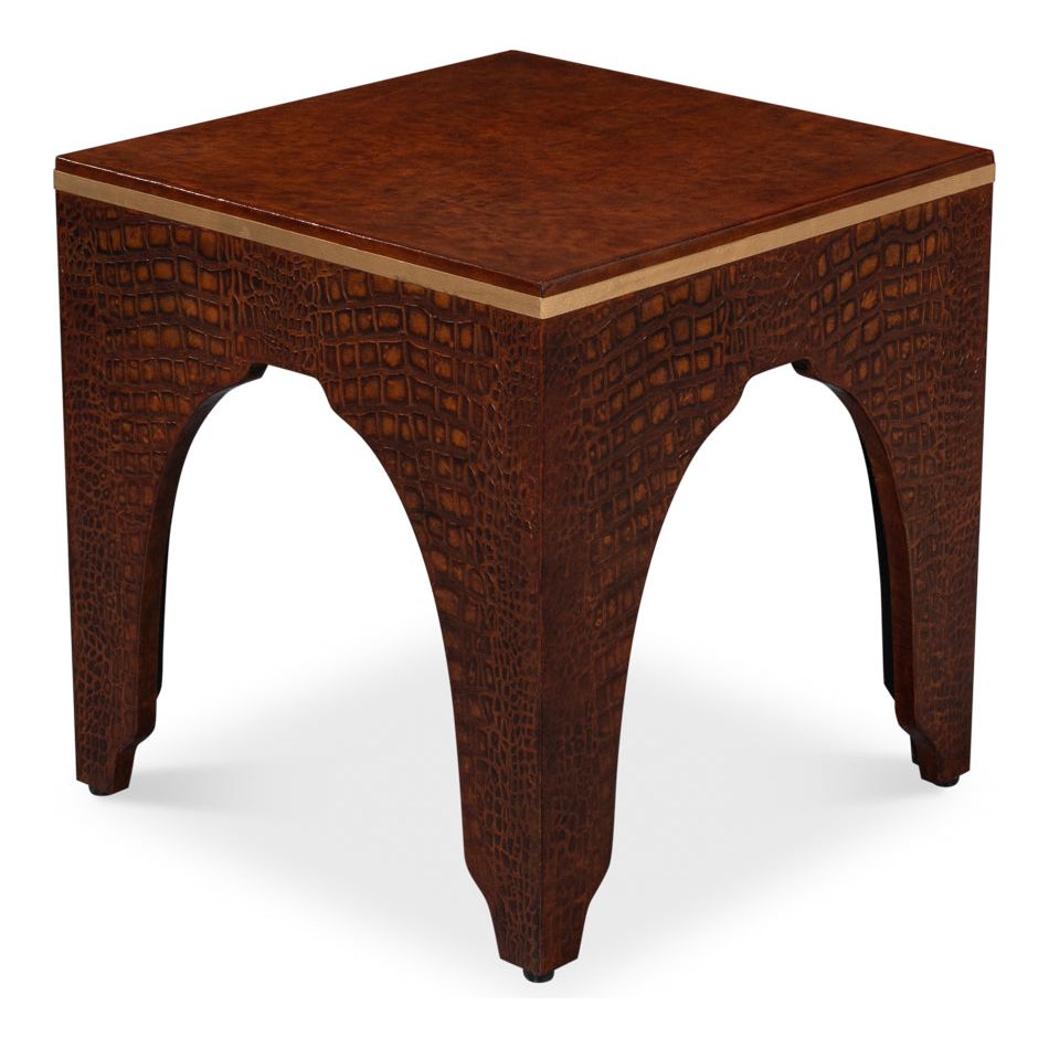 Croco Embossed Leather Stool