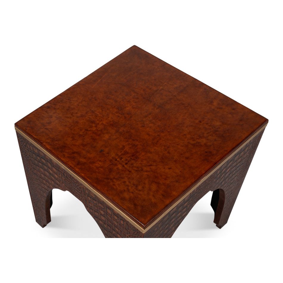 Croco Embossed Leather Stool