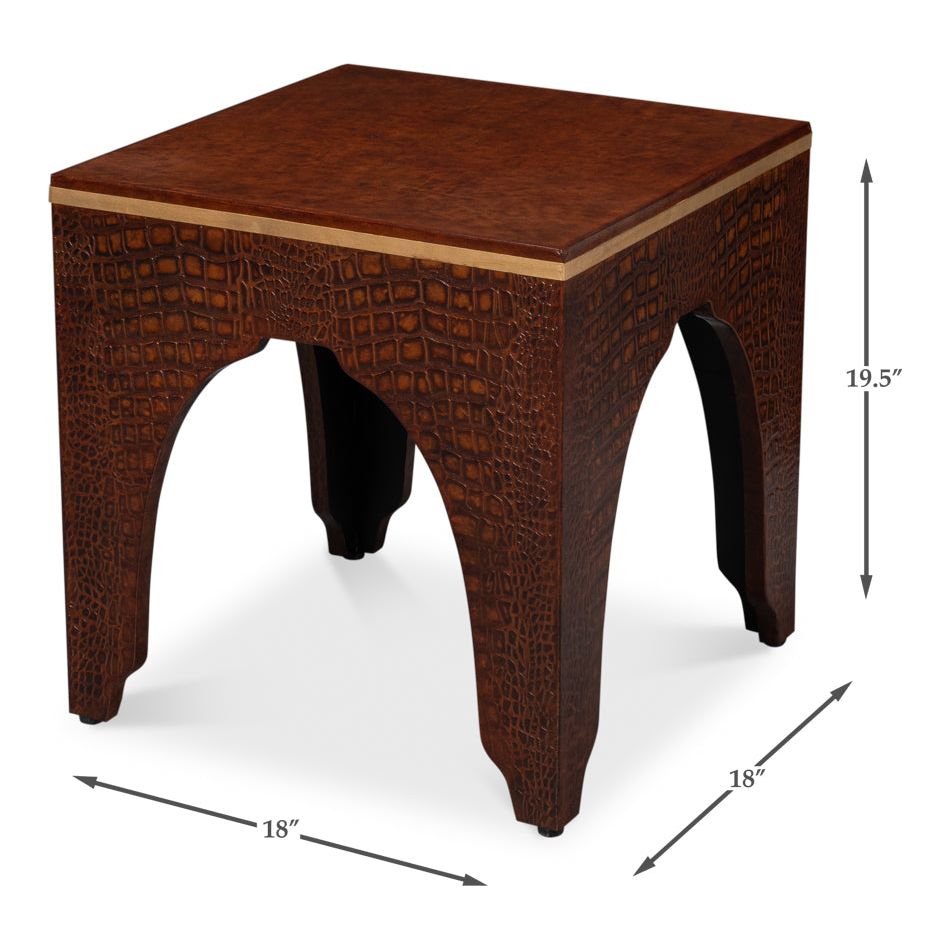 Croco Embossed Leather Stool