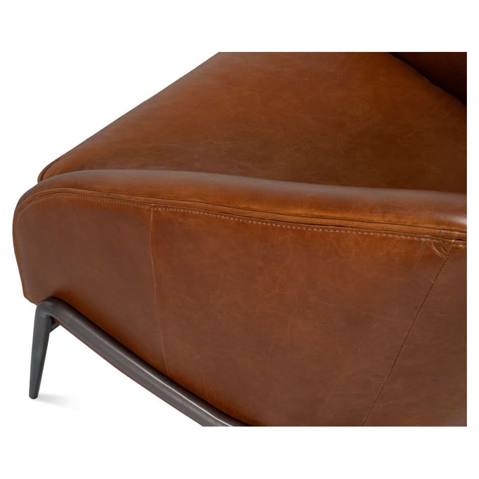 Simmons Leather Chair, Havana Brown