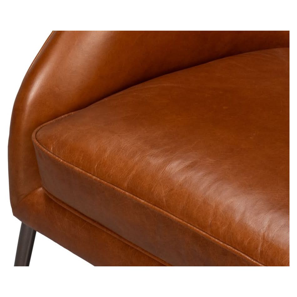 Simmons Leather Chair, Havana Brown