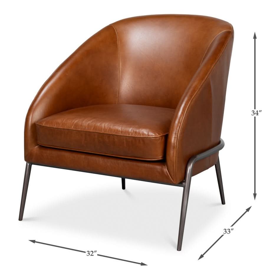 Simmons Leather Chair, Havana Brown