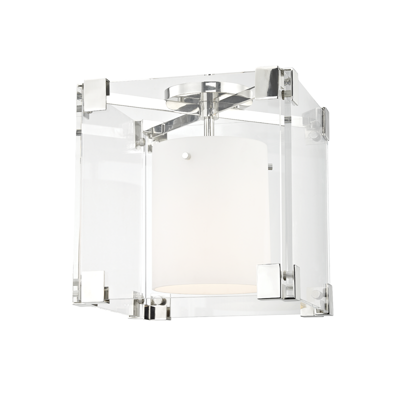 Achilles 1 Light Flush Mount-Hudson Valley-HVL-4100-PN-Flush MountsPolished Nickel-2-France and Son
