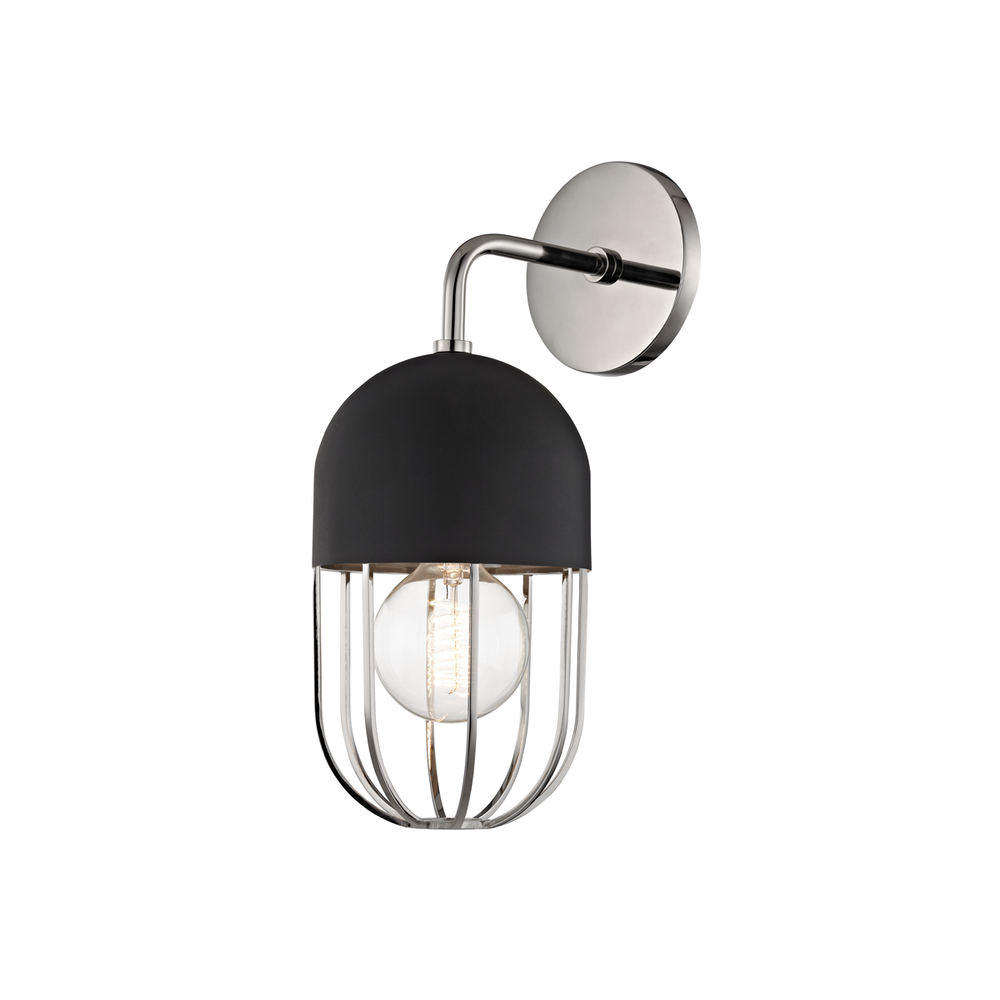 Haley 1 Light Wall Sconce-Mitzi-HVL-H145101-PN/BK-Wall LightingPolished Nickel/Black-2-France and Son