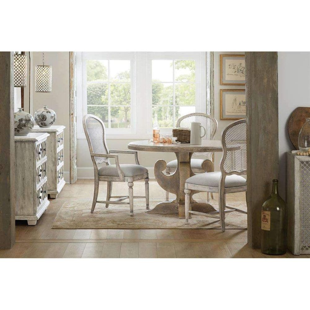 Boheme Gaston Metal Back Arm Chair-Hooker-HOOKER-5750-75401-LTWD-Dining Chairs-4-France and Son