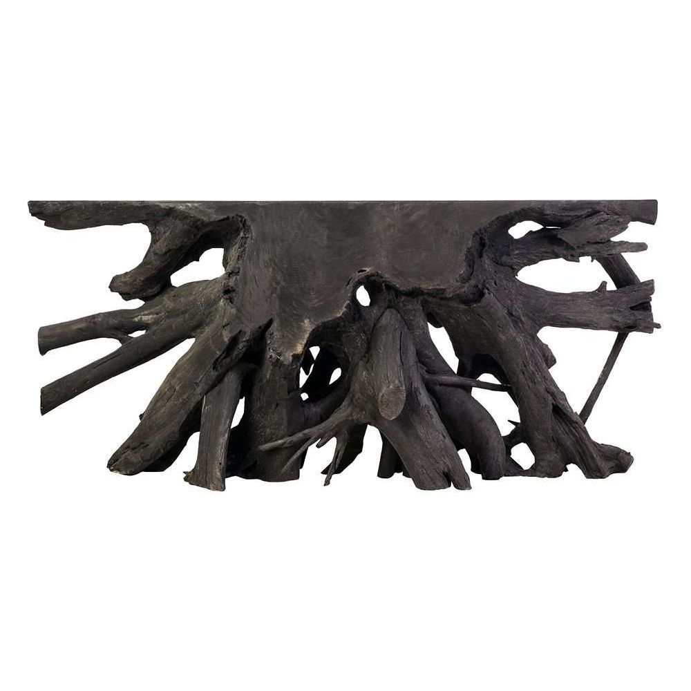 Organic Teak Console Table - Burnt Black-France & Son-FL1413BLK-Console TablesBlack-1-France and Son