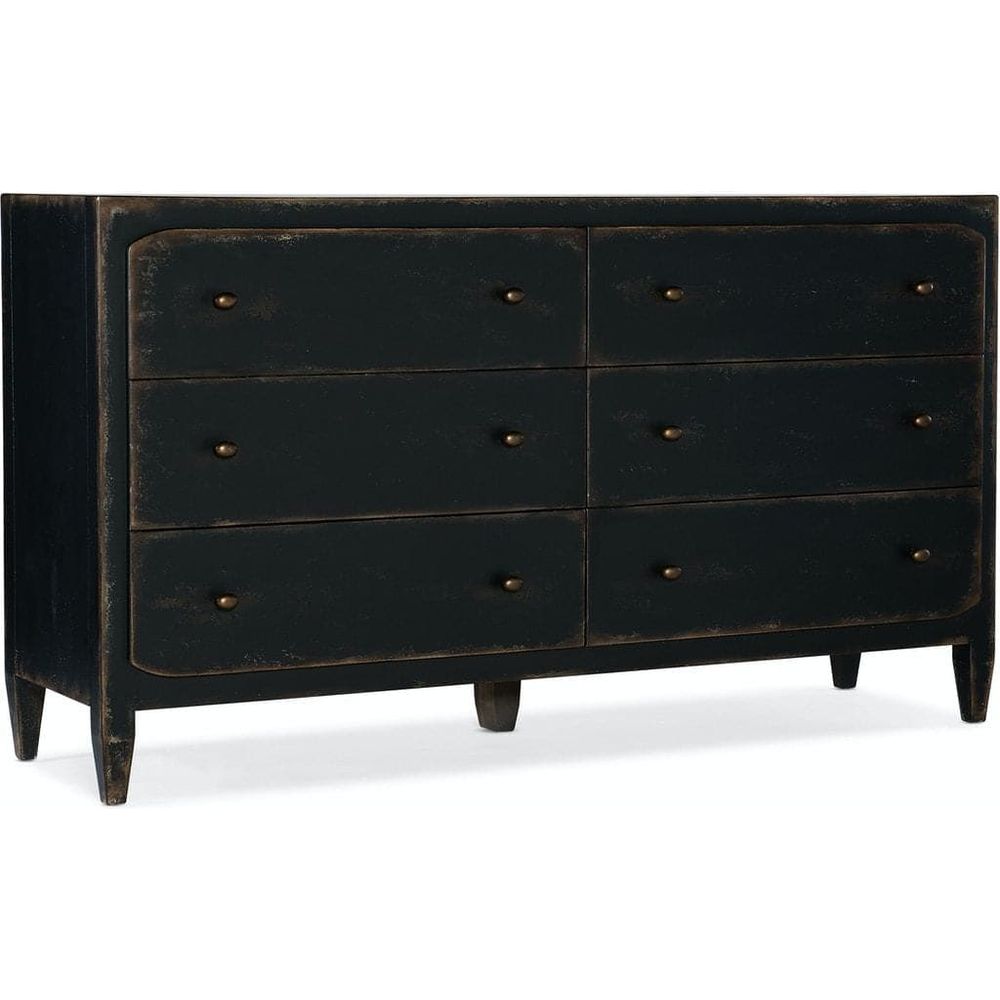Ciao Bella Six-Drawer Dresser- Black, shown in black and charcoal with wood, metal, and six drawers.
