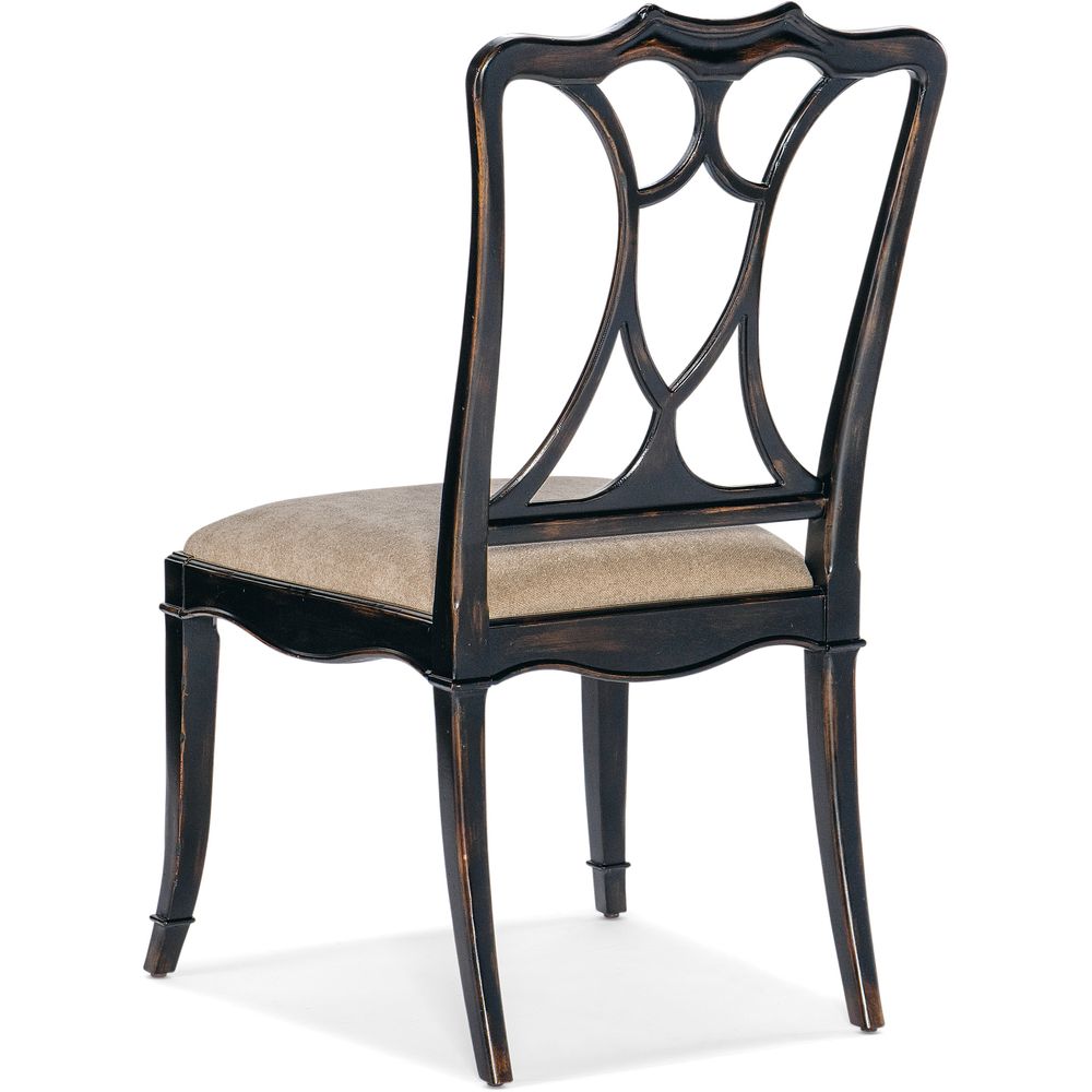 Additional view of Charleston Upholstered Seat Side Chair-2 per carton/price ea in black and beige.