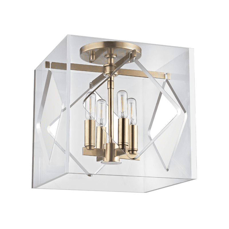 Travis 4 Light 12" Flush Mount-Hudson Valley-HVL-5912F-AGB-Flush MountsAged Brass-2-France and Son