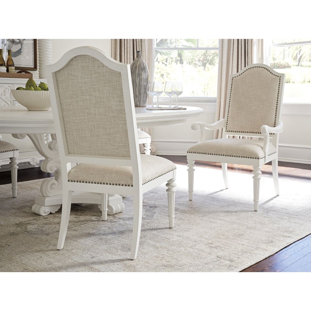 Dining Chairs Corsica Upholstered Arm Chair - Polo Mallet White