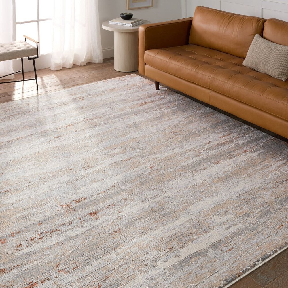 Khalid Abstract Tan/ Cream Runner Rug (3'X10')