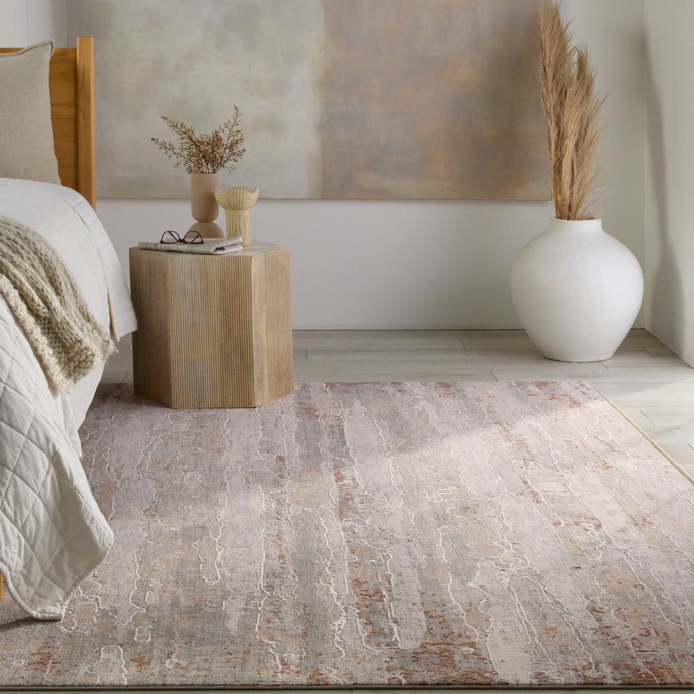 Khalid Abstract Tan/ Cream Runner Rug (3'X10')