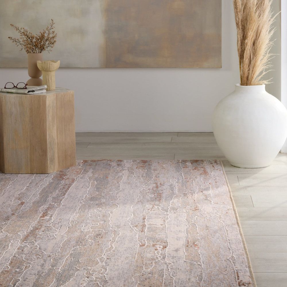 Khalid Abstract Tan/ Cream Runner Rug (3'X10')