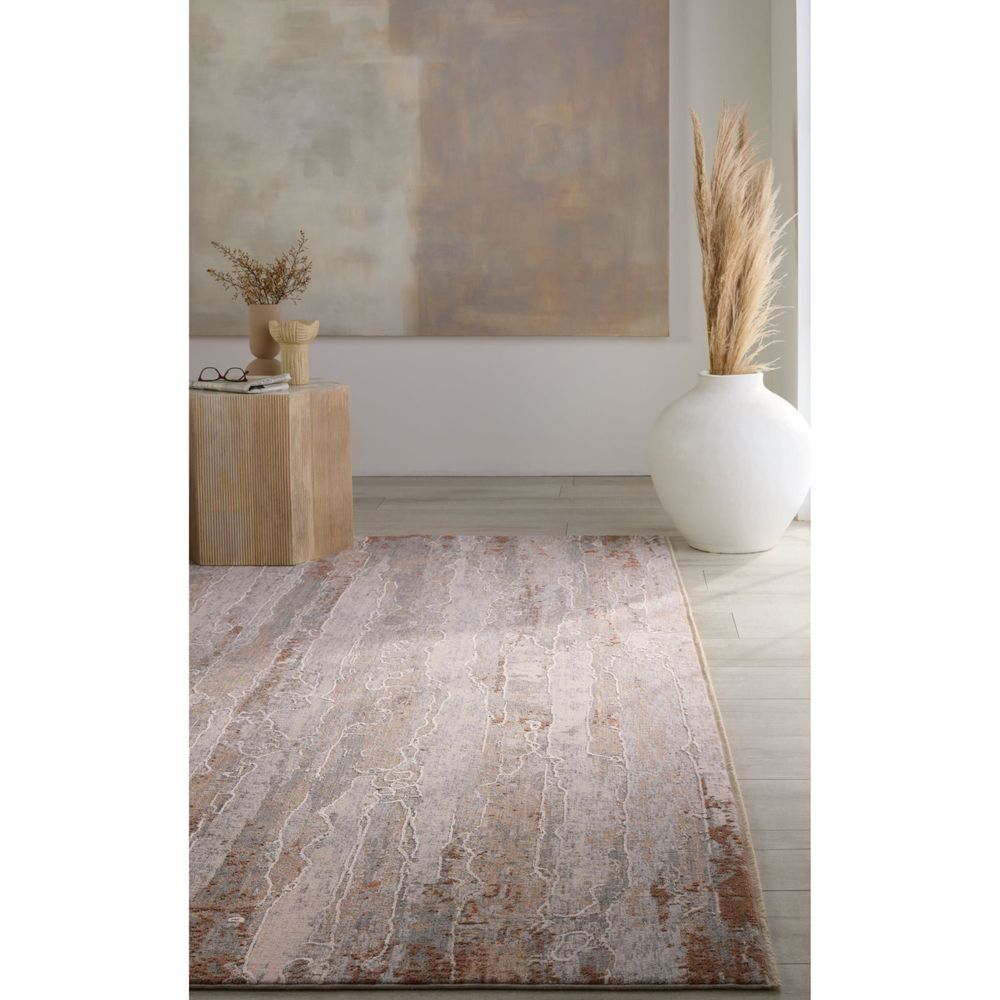 Khalid Abstract Tan/ Cream Runner Rug (3'X10')