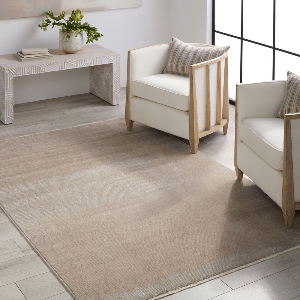 Cipher Solid Taupe/ Light Gray Runner Rug (2'6"X8')