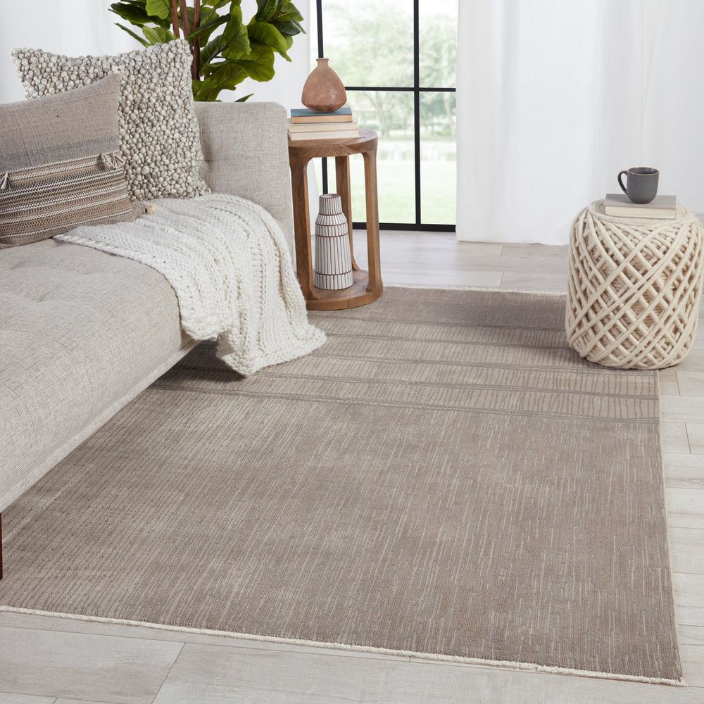 Aleron Abstract Taupe/ Gray Runner Rug (2'6"X8')