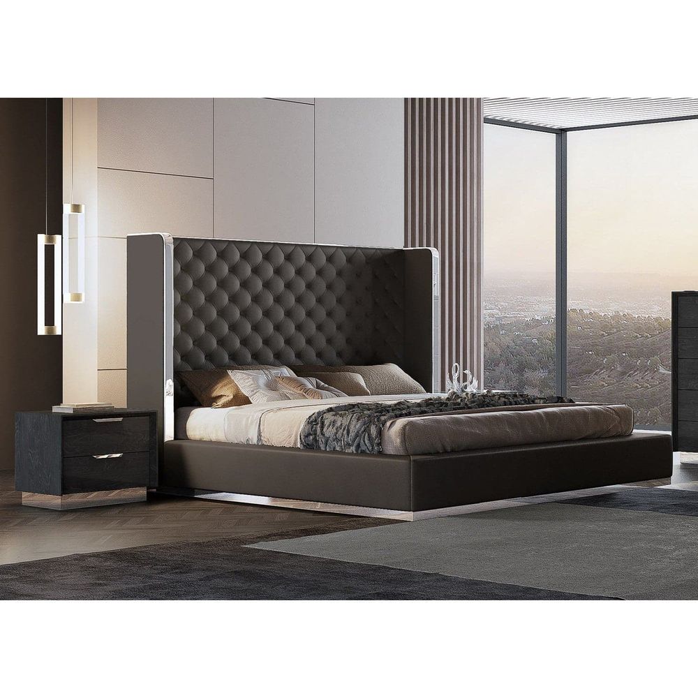 Abrazo King Bed-Whiteline Modern Living-WHITELINE-BK1356P-BLK-BedsBlack-5-France and Son
