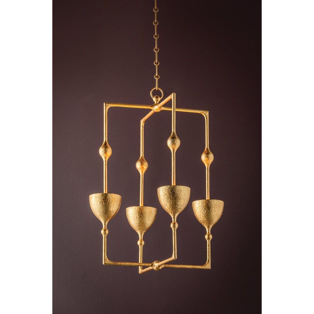 Chandeliers Antalya Lantern - Vintage Gold Leaf 4 Lights 22in