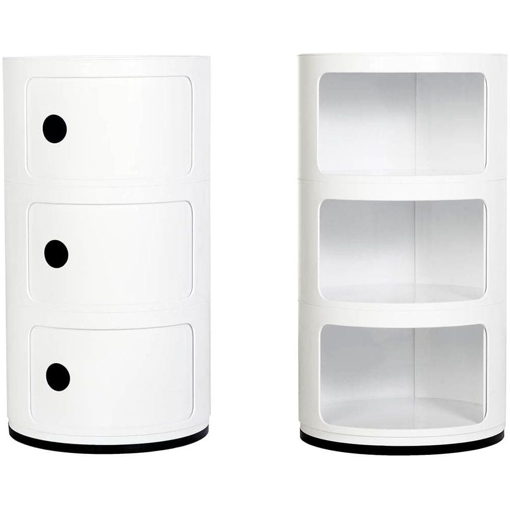 Mid Century Componibili Round - Three Tier-France & Son-BB02AWHITE-2pc-Side TablesSet of 2-1-France and Son